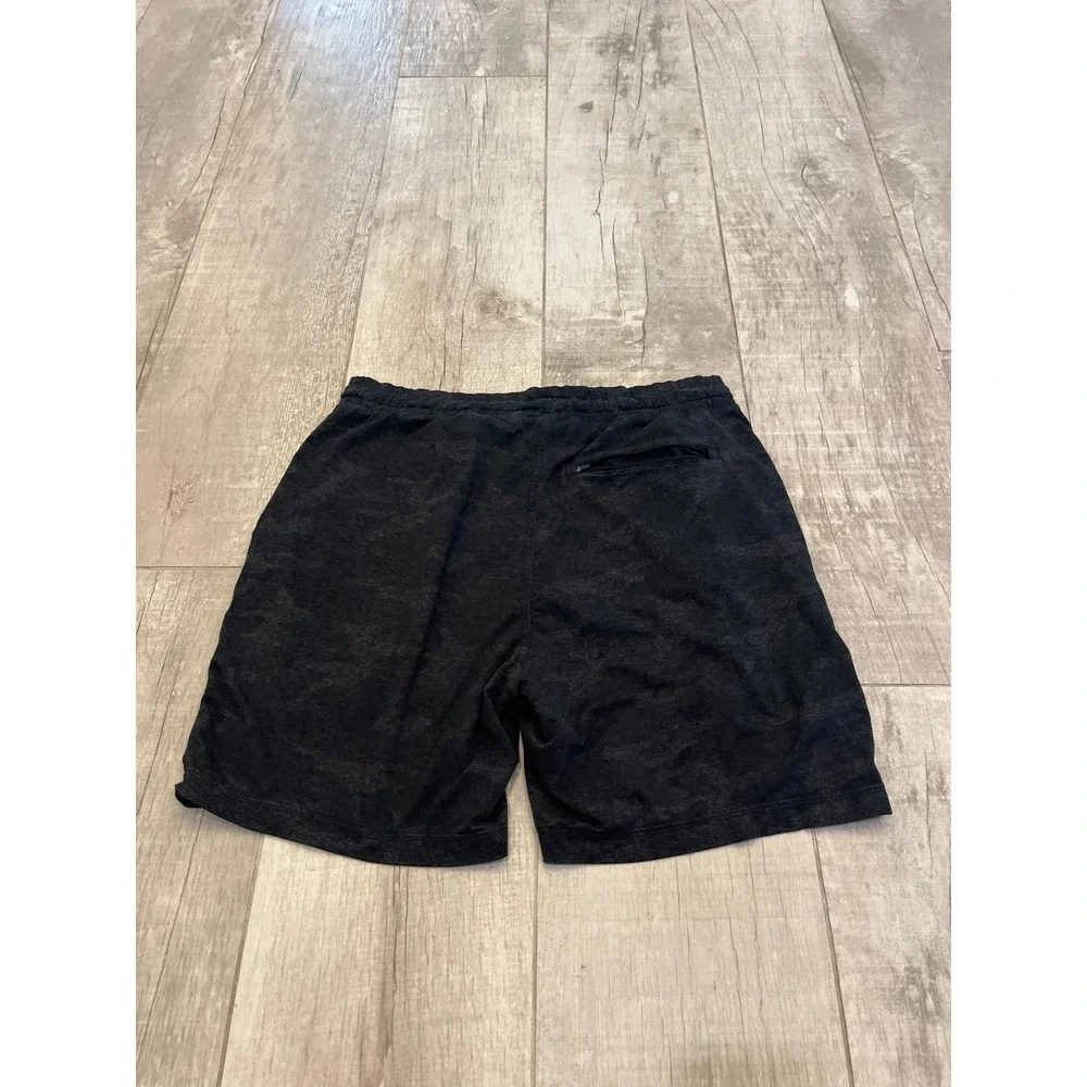 Vuori Mens Ponto Performance Shorts Charcoal Heather Gray Drawstring Athletic